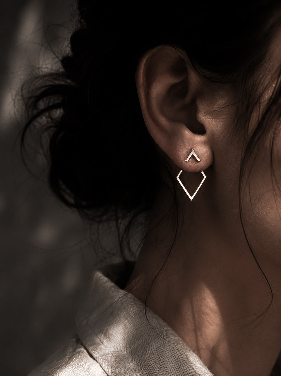 Giselle Glam Diamond V-Shape Ear Stud Drop Earrings