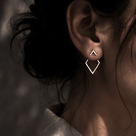 Giselle Glam Diamond V-Shape Ear Stud Drop Earrings