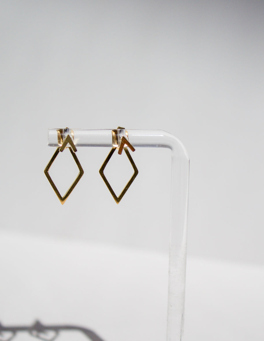 Giselle Glam Diamond V-Shape Ear Stud Drop Earrings